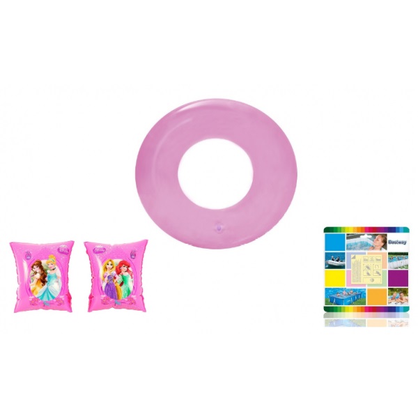 Комплект Bestway 23077 надувне коло+нарукавники+ремкомплект 36022 (pink)/91041/62068 Комплект Bestway 23077 надувне коло+нарукавники+ремкомплект 36022 (pink)/91041/62068